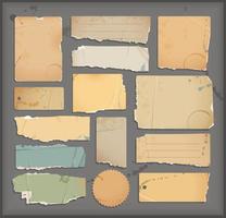 Old torn paper objects vector