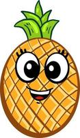 Pineapple with big eyes, illustration, vector on white background.