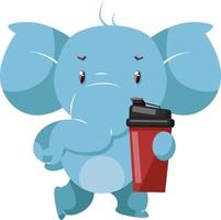 Elephant with water, illustration, vector on white background.