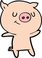 Cartoon happy pig vector