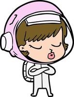 Cartoon girl with space suit vector