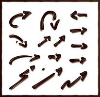 flechas de chocolate oscuro vector