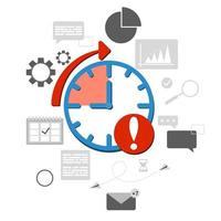 concepto para la gestión del tiempo, la focalización, la planificación del trabajo y la sincronización. planificación, organización y control de la gestión del tiempo para un negocio eficiente, exitoso y rentable. vector