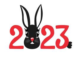2023 año de conejo. conejo de año nuevo. año Nuevo Chino. icono de vector de liebre de Navidad. Linda ilustración de vacaciones de animales. año del conejo negro.