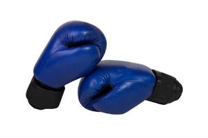 Hanging boxing gloves isolated on white background photo