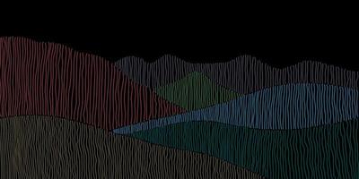 Abstract black background Japanese line design colorful wallpaper mountain landscape vector