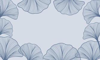 Ginkgo leaves frame blue background vector