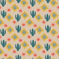 ethnic pattern with cactuses vector