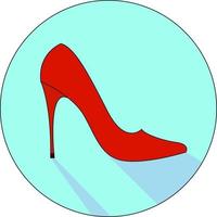 Red woman shoe, illustration, vector on white background.