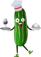 Cucumber cooking meal, illustration, vector on white background.
