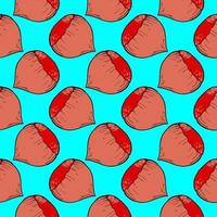 Orange hazelnut, seamless pattern on blue background. vector