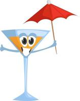 Cocktail with umbrella, illustration, vector on white background