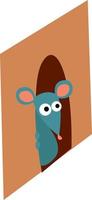 Little mouse in hole, illustration, vector on white background.