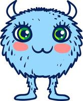 Blue round monster, illustration, vector on white background