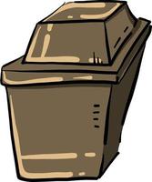 Brown trash can, illustration, vector on white background