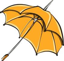 paraguas amarillo, ilustración, vector sobre fondo blanco
