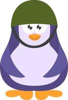 Soldier penguin, icon illustration, vector on white background