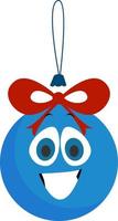 Blue christmas toy, illustration, vector on white background.