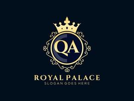 Letter QA Antique royal luxury victorian logo with ornamental frame. vector