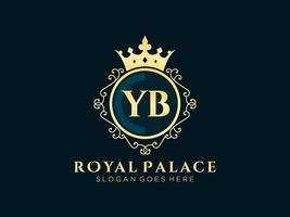 Letter YB Antique royal luxury victorian logo with ornamental frame. vector