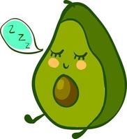 Sleeping avocado, illustration, vector on white background.