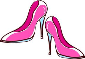 Pink woman shoes, illustration, vector on white background.