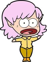 Vector elf girl character in cartoon style