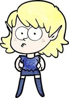 Vector elf girl character in cartoon style