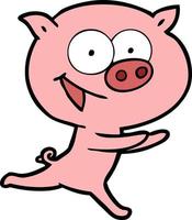 Cartoon cheerful pig vector