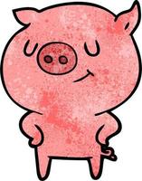 personaje de cerdo vectorial en estilo de dibujos animados vector