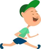 Boy running fast , illustration, vector on white background