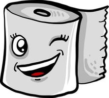 Winking toilet paper, illustration, vector on white background