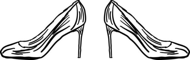 Drawing of womans heels, illustration, vector on white background.