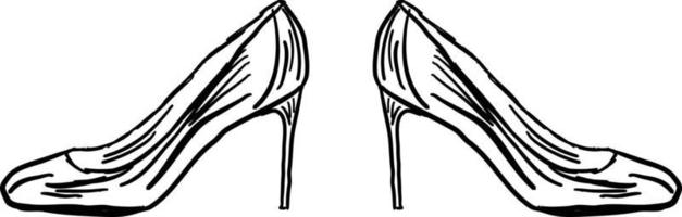 Drawing of womans heels, illustration, vector on white background.