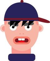 Angry boy with hat, illustration, vector on a white background.