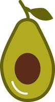 Green avocado in half, illustration, vector, on a white background. vector