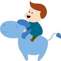 Boy on the horse, illustration, vector on white background.