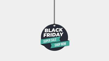 black friday Sale discount hanging with rope badge. paper tag label animation. Sale concept. video