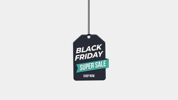 black friday super Sale discount hanging with rope badge. paper tag label animation. shop now. video