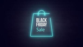 Black Friday sale, Shopping bag sign banner for promo video. neon Sale badge. Special offer discount tags. super sale. video
