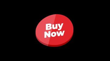 Red buy now ribbon, Label, badge tag, Motion graphics video with alpha channel