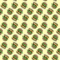 Burger pattern, illustration, vector on white background.