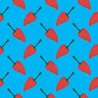Red piquillo ,seamless pattern on blue background. vector