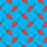 Red piquillo ,seamless pattern on blue background. vector