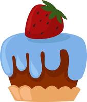 Strawberry cake, illustration, vector on a white background.