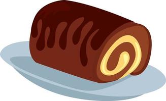 Chocolate roll, illustration, vector on white background