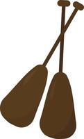 Wooden oars, illustration, vector on white background.