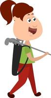 Playing golf, illustration, vector on white background.