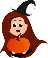 Halloween girl, illustration, vector on white background.