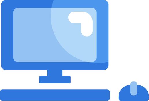 Computer monitor with mouse, illustration, vector on a white background.